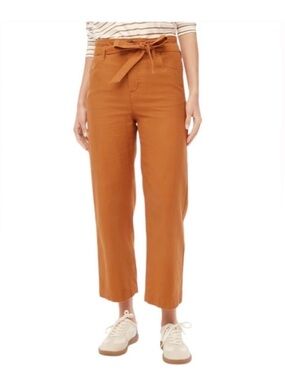 J. Crew High-Rise Tie-Waist Cropped Pants - Rust Orange